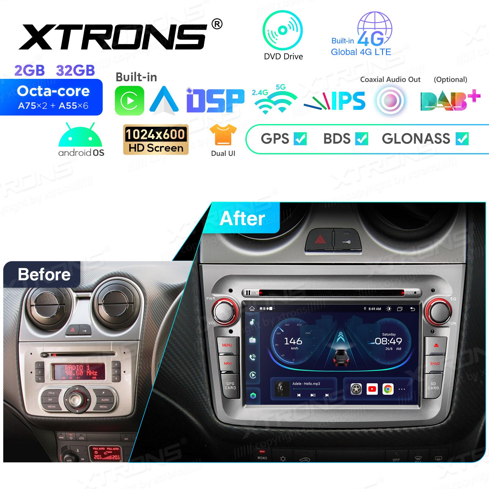 Alfa Romeo MiTo (2008-2019) Android 12  | GPS autoraadio ja multimeedia keskus